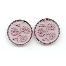 VINTAGE LIGHT PURPLE ROUND ETCHED PENDANT