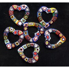 VINTAGE VENETIAN MILLEFIORI HEART PENDANTS