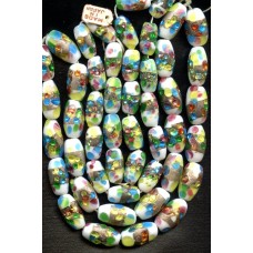 VINTAGE JAPANESE WHITE LAMPWORK WITH COLORED FOIL