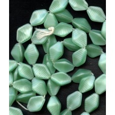VINTAGE WEST GERMAN PALE GREEN 3 SIDED BEADS