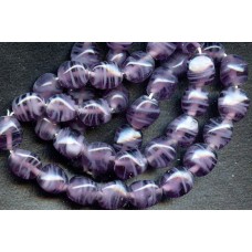 VINTAGE PURPLE w WHITE STRIATION BEADS