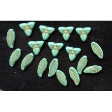 VINTAGE PALE GREEN FLOWERS AND LEAVES