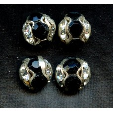 VINTAGE BLACK AND DIAMOND RHINESTONE BEADS