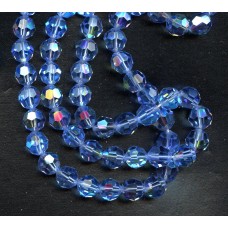 VINTAGE SPARKLING IRIDESCENT FACETED BLUE BEADS