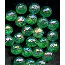 VINTAGE DIMPLED GREEN IRIDESCENT BEADS 