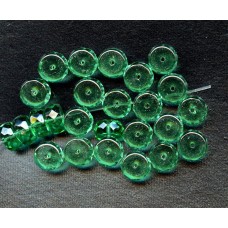 VINTAGE EMERALD GREEN FACETED RONDELLS