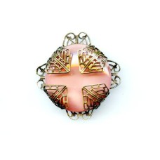 VINTAGE SATIN GLASS & FILIGREE PENDANT