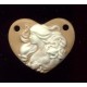 VINTAGE CERAMIC CAMEO HEART PENDANT (Cream)