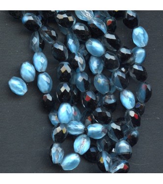 VINTAGE TWO-TONE BLACK AND AQUA BEADS