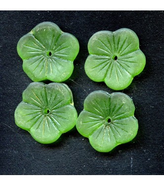 VINTAGE FROSTED GREEN FLOWERS