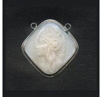 VINTAGE GLASS CAMEO SET IN STERLING
