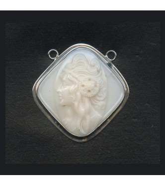 VINTAGE GLASS CAMEO SET IN STERLING