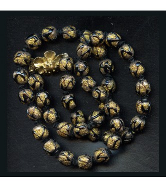 VINTAGE GOLD FOIL NECKLACE WITH APPLIED BLACK SWIRLS