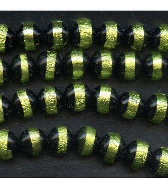 VINTAGE WG  SHINY BLACK AND LIME FOIL BEADS