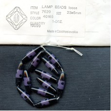 VINTAGE CZECH PURPLE AND BLACK FOCAL BEAD