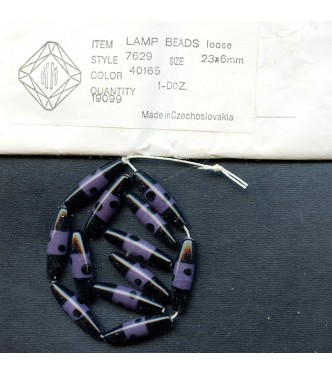 VINTAGE CZECH PURPLE AND BLACK FOCAL BEAD