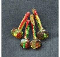VINTAGE RED AND GREEN GOLD FOIL FOCAL BEADS 