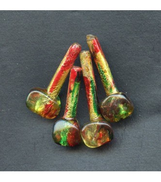 VINTAGE RED AND GREEN GOLD FOIL FOCAL BEADS