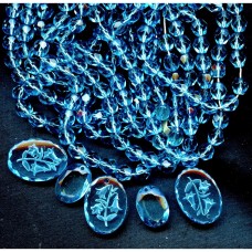 VINTAGE CZECH AQUA BEADS WITH MATCHING PENDANT