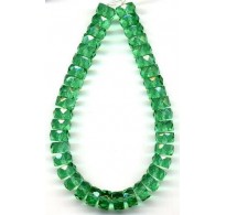 VINTAGE EMERALD GLASS SPARKLING RONDELLS