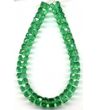 VINTAGE EMERALD GLASS SPARKLING RONDELLS