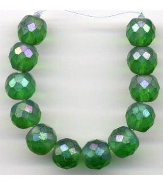 VINTAGE FROSTED IRIDESCENT FACETED BEADS