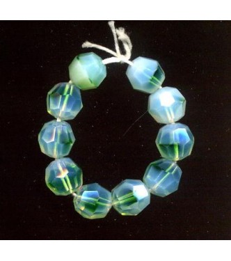 VINTAGE FACETED MINTY OPALESCENT BEADS