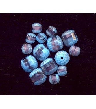 VINTAGE AQUA & RASPBERRY WINDOW BEADS