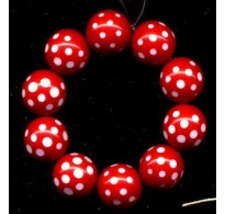 VINTAGE RED LUCITE WITH FACETED DOTS