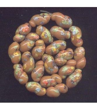 VINTAGE DK GOLDENROD CURLY MILLEFIORI BEADS