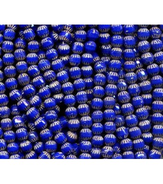 VINTAGE CZECH FACETED INCISED COBALT BEADS