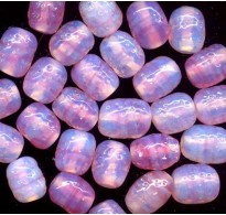 VINTAGE STRIATED PINK OPALESCENT BARRELS