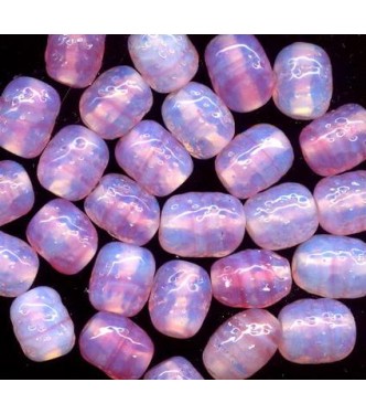 VINTAGE STRIATED PINK OPALESCENT BARRELS