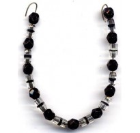 VINTAGE DECO CLEAR & BLACK CRYSTAL BEADS