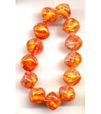 VINTAGE CORAL SUNSHINE CRACKLE NUGGETS