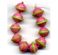 VINTAGE PINK & LIME SATURN BEADS