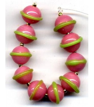 VINTAGE PINK & LIME SATURN BEADS