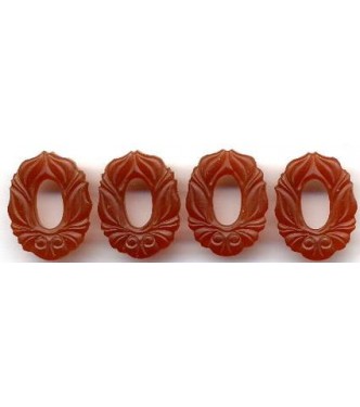 ART NOUVEAU CARNELIAN FLORAL CONNECTORS