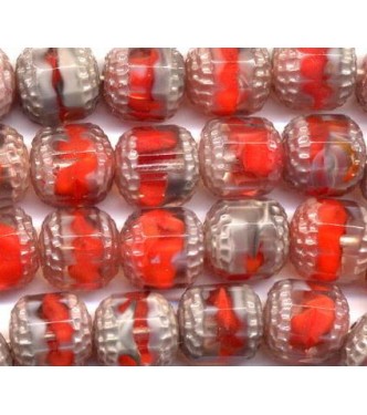 VINTAGE RED WG GIVRE WINDOW BEADS MED