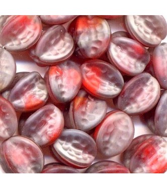 VINTAGE FROSTED RED & GREY 4 SIDED BEADS