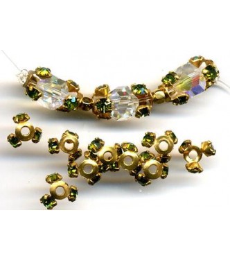 VINTAGE HASKELL OLIVINE RHINESTONE CAPS