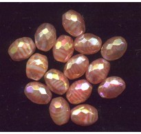 VINTAGE LINED CORAL FACETED LUSTER BEADS