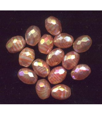 VINTAGE LINED CORAL FACETED LUSTER BEADS