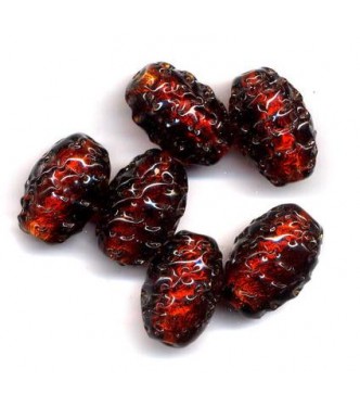 VINTAGE JAPAN LAMPWORK RUBY & FOIL