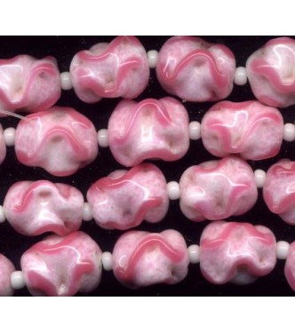 VINTAGE PINK ICED LAMPWORK BEADS