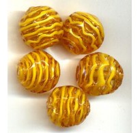 VINTAGE AMBER JAPANESE LAMPWORK WAFFLE BEADS