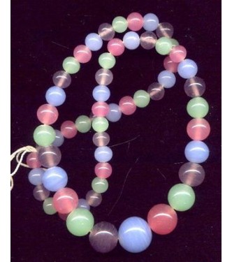 VINTAGE COLORFUL PASTEL GLASS NECKLACE