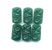 VINTAGE EMERALD GREEN 2 HOLE FLORAL BEADS