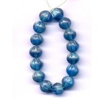 VINTAGE INCISED IRIDESCENT BLUE BEADS