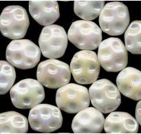 VINTAGE IRIDESCENT WHITE CRATER BEADS 